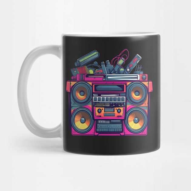 Ghetto Blaster Boom Box 80s Hip-Hop Stereo by Grassroots Green